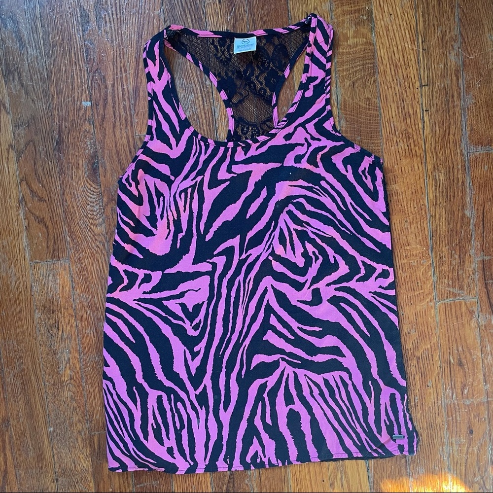 Leopard Lace Back Racerback Tank, Small